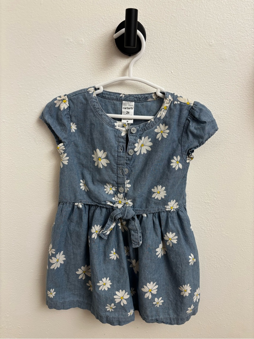 Carter's Blue Daisy Tie-Front Toddler Girl Dress 2T 100% Cotton
